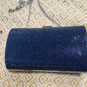 INC Evening, Wedding  Midnight Blue Crystal Clutch